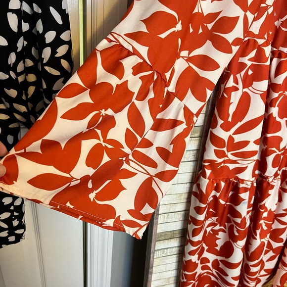 SHEIN dress. NWOT. Cream color w/rust colored orange leaves. - Picture 3 of 8